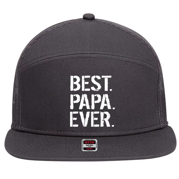 Distressed Best Papa Ever Father's Day 7 Panel Mesh Trucker Snapback Hat