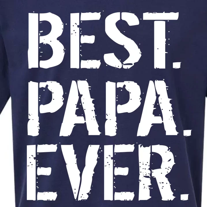 Distressed Best Papa Ever Father's Day Sueded Cloud Jersey T-Shirt