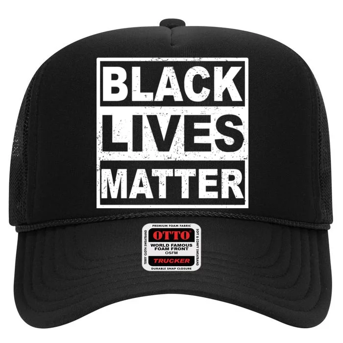 Distressed Black Lives Matter Logo High Crown Mesh Trucker Hat