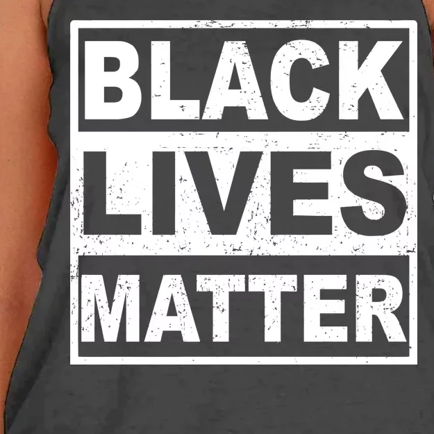 Distressed Black Lives Matter Logo Women's Knotted Racerback Tank