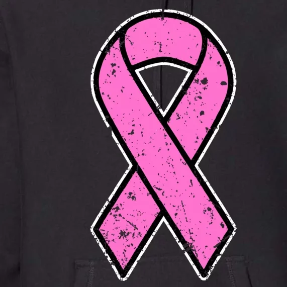 Distressed Breast Cancer Awareness Pink Ribbon Premium Hoodie