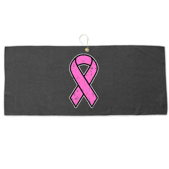 Distressed Breast Cancer Awareness Pink Ribbon Large Microfiber Waffle Golf Towel