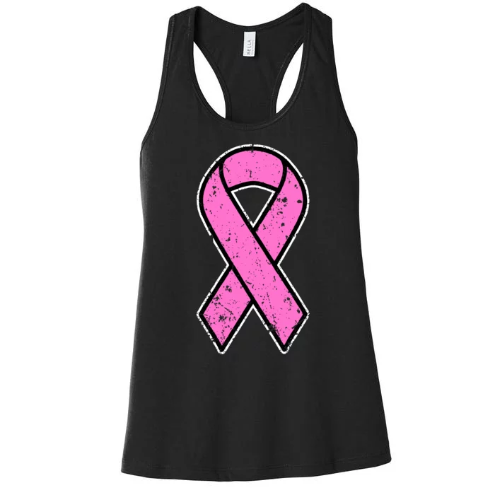 Distressed Breast Cancer Awareness Pink Ribbon Women's Racerback Tank