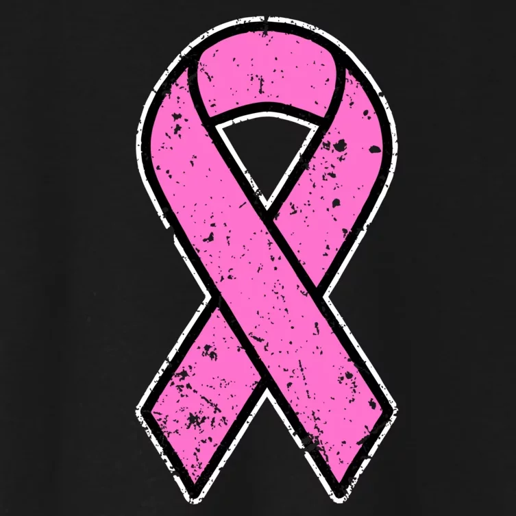 Distressed Breast Cancer Awareness Pink Ribbon Women's Crop Top Tee