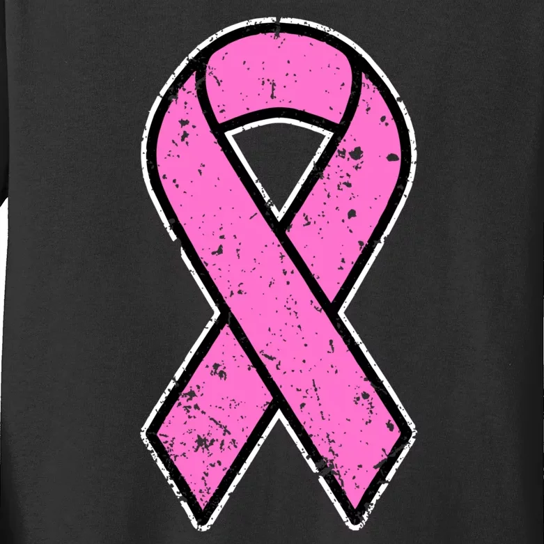 Distressed Breast Cancer Awareness Pink Ribbon Kids Long Sleeve Shirt