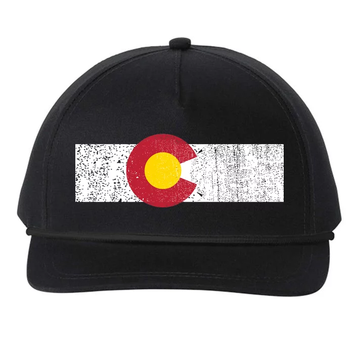 Distressed Colorado State Flag Denver Co Patriotic Snapback Five-Panel Rope Hat