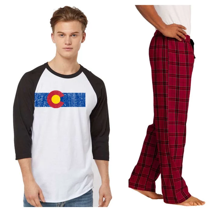 Distressed Colorado State Flag Denver Co Patriotic Raglan Sleeve Pajama Set