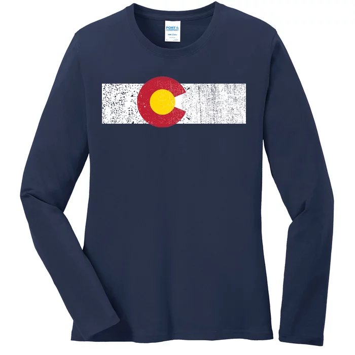 Distressed Colorado State Flag Denver Co Patriotic Ladies Long Sleeve Shirt