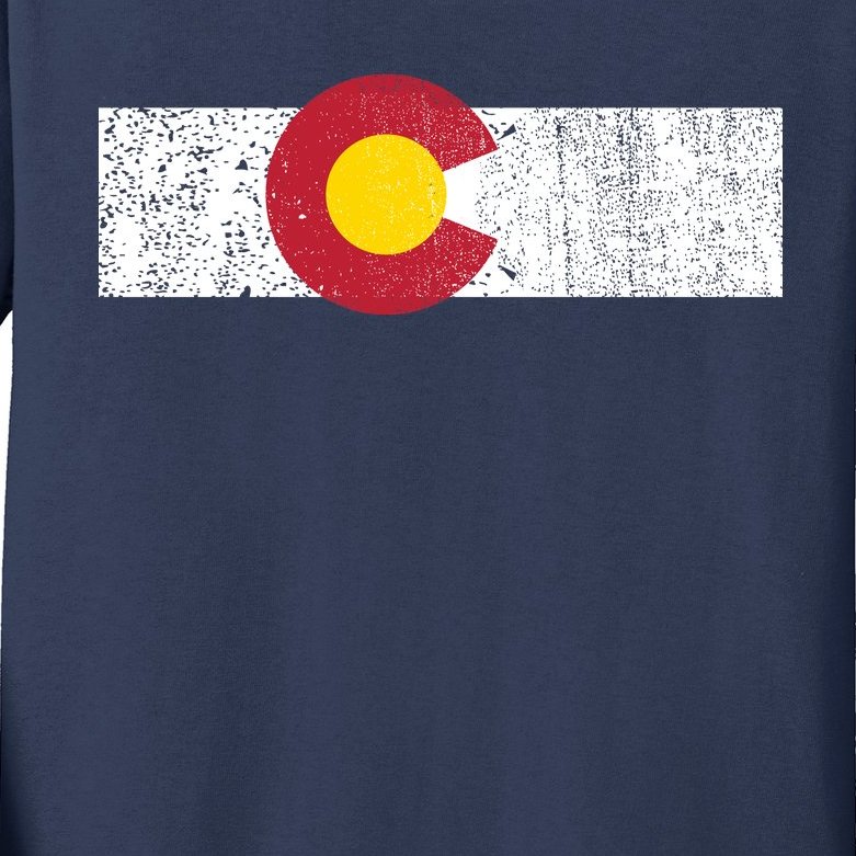 Distressed Colorado State Flag Denver Co Patriotic Kids Long Sleeve Shirt
