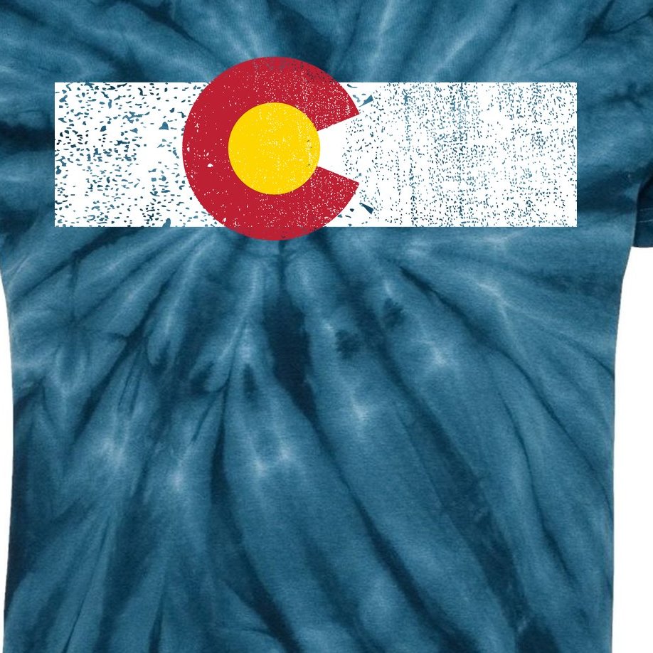 Distressed Colorado State Flag Denver Co Patriotic Kids Tie-Dye T-Shirt