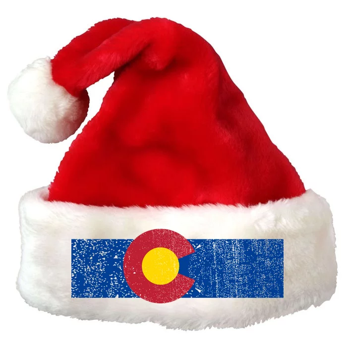 Distressed Colorado State Flag Denver Co Patriotic Premium Christmas Santa Hat