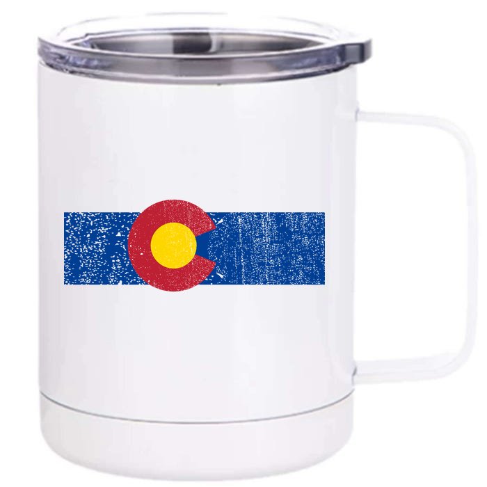 Distressed Colorado State Flag Denver Co Patriotic Front & Back 12oz Stainless Steel Tumbler Cup