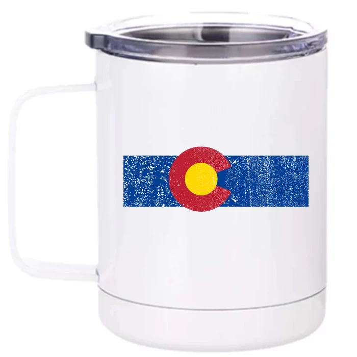 Distressed Colorado State Flag Denver Co Patriotic Front & Back 12oz Stainless Steel Tumbler Cup