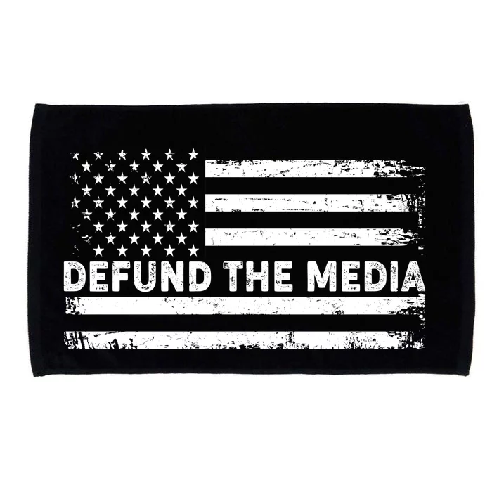 Distressed Defund The Media American Flag Microfiber Hand Towel