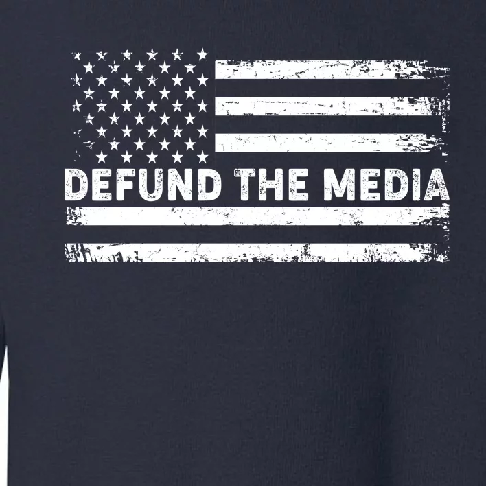 Distressed Defund The Media American Flag Toddler Sweatshirt