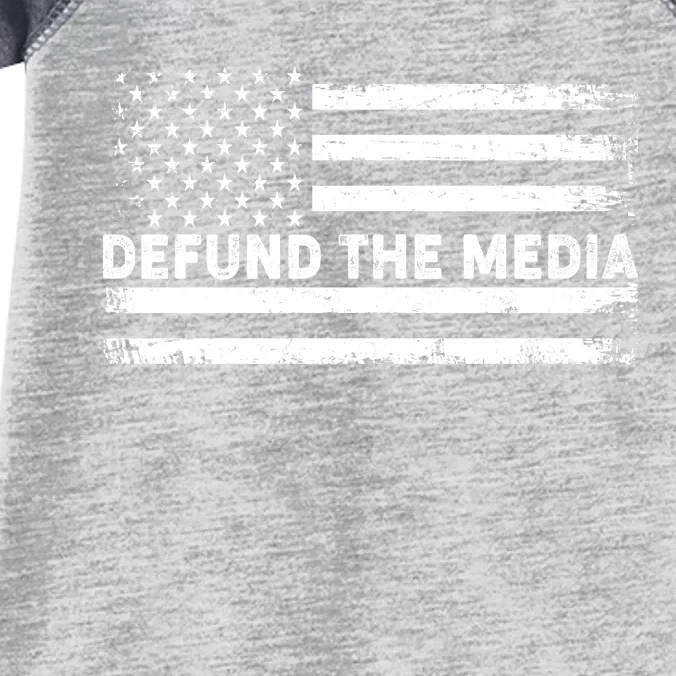 Distressed Defund The Media American Flag Infant Baby Jersey Bodysuit