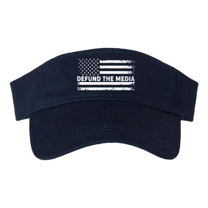 Distressed Defund The Media American Flag Valucap Bio-Washed Visor