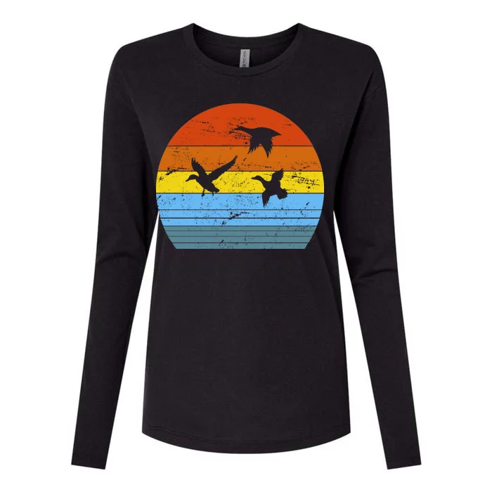 Distressed Duck Hunting Womens Cotton Relaxed Long Sleeve T-Shirt