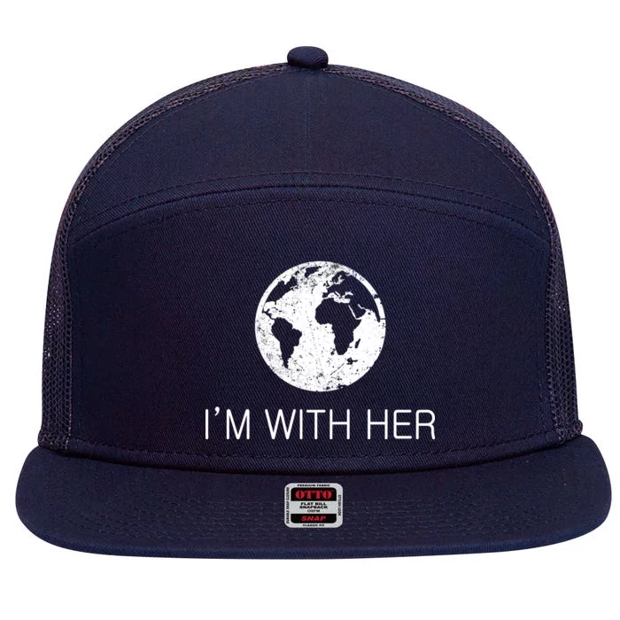 Distressed Earth Day I'm With Her Science March 7 Panel Mesh Trucker Snapback Hat