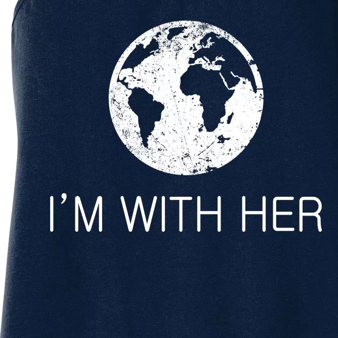 Distressed Earth Day I'm With Her Science March Women's Racerback Tank