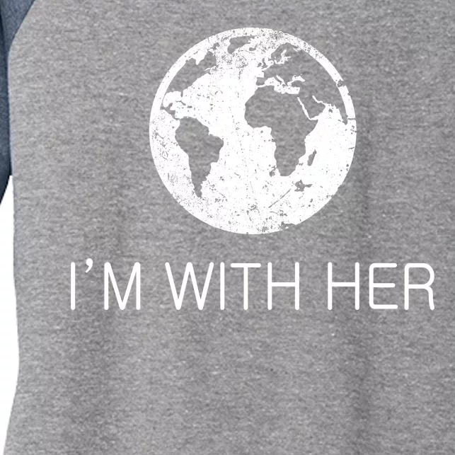 Distressed Earth Day I'm With Her Science March Women's Tri-Blend 3/4-Sleeve Raglan Shirt