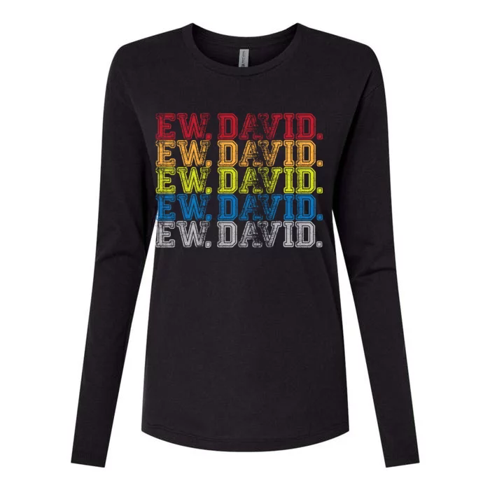 Distressed Ew, David Womens Cotton Relaxed Long Sleeve T-Shirt