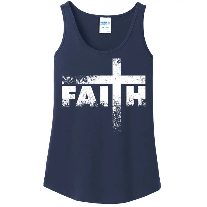 Distressed Faith Cross Ladies Essential Tank