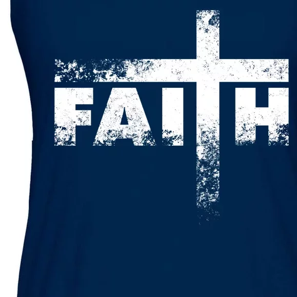 Distressed Faith Cross Ladies Essential Flowy Tank