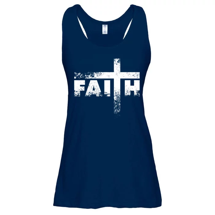 Distressed Faith Cross Ladies Essential Flowy Tank