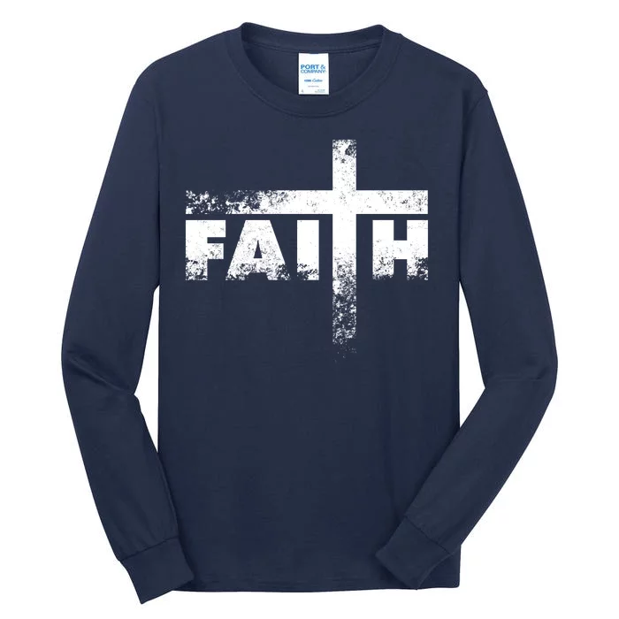 Distressed Faith Cross Tall Long Sleeve T-Shirt