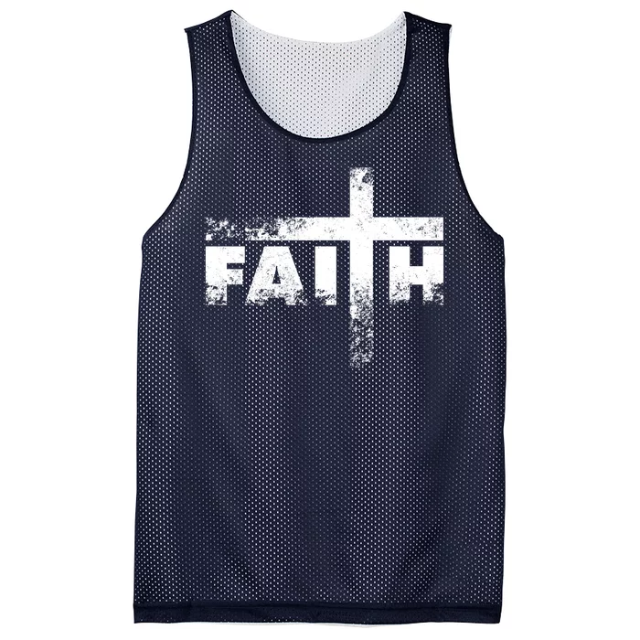 Distressed Faith Cross Mesh Reversible Basketball Jersey Tank