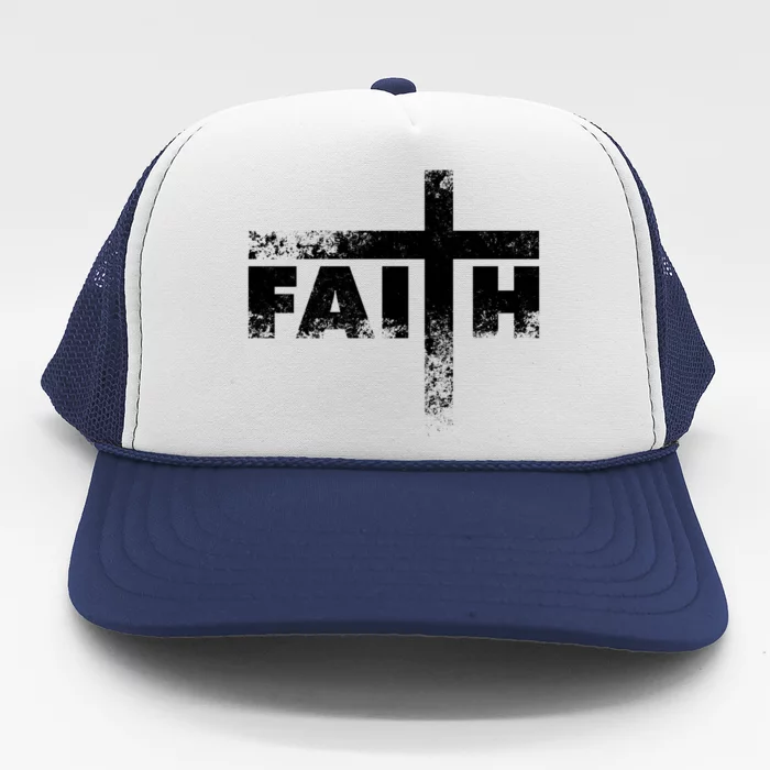 Distressed Faith Cross Trucker Hat