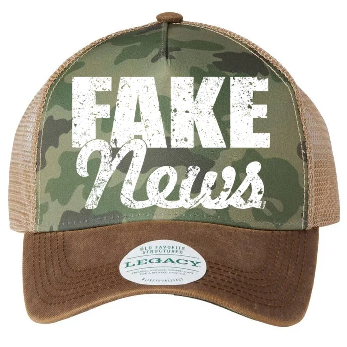 Distressed Fake News Logo Legacy Tie Dye Trucker Hat