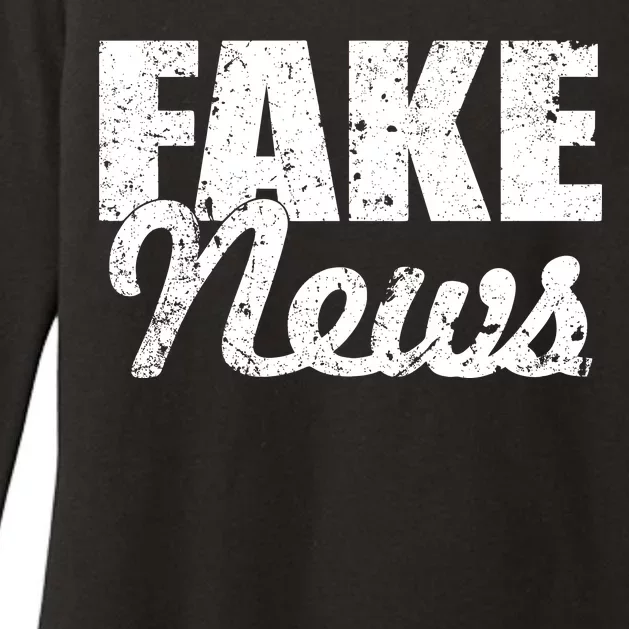 Distressed Fake News Logo Womens CVC Long Sleeve Shirt