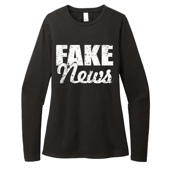 Distressed Fake News Logo Womens CVC Long Sleeve Shirt