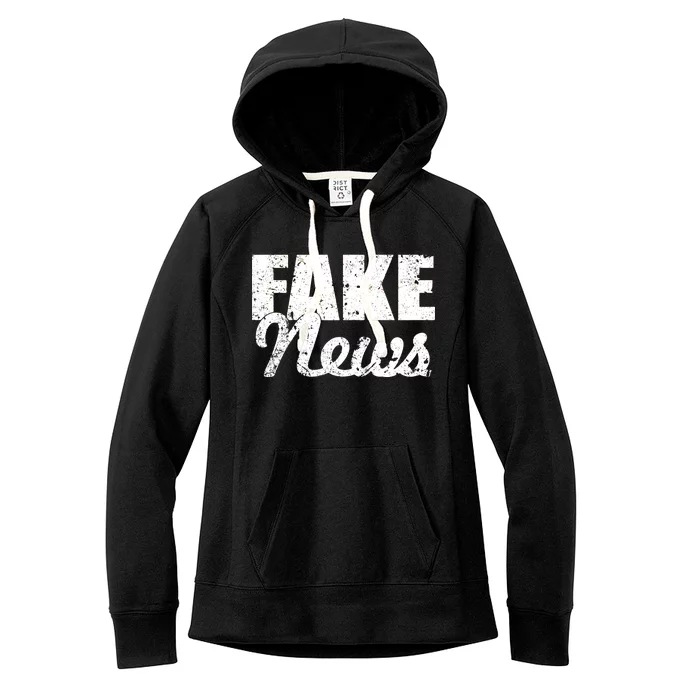 Distressed Fake News Logo Women's Fleece Hoodie