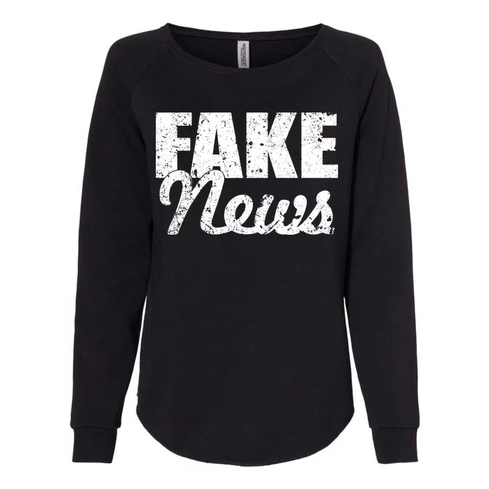 Distressed Fake News Logo Womens California Wash Sweatshirt