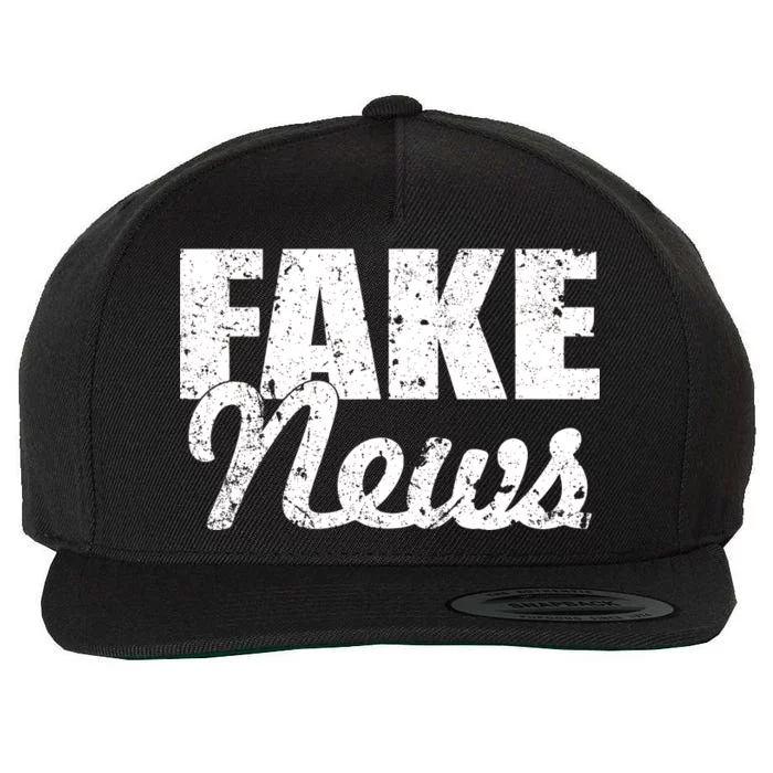 Distressed Fake News Logo Wool Snapback Cap