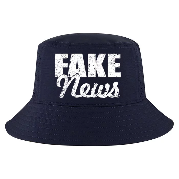 Distressed Fake News Logo Cool Comfort Performance Bucket Hat