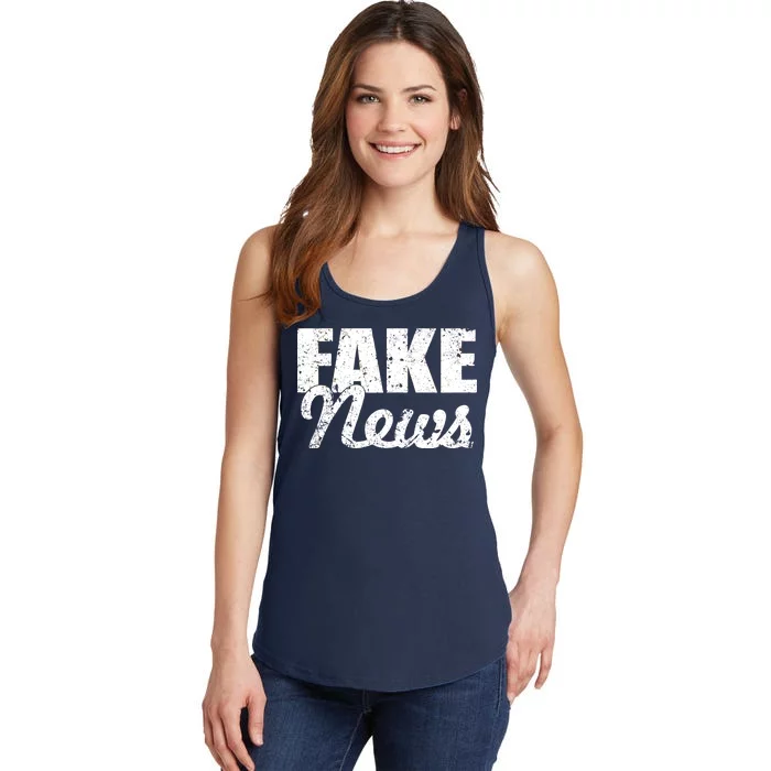 Distressed Fake News Logo Ladies Essential Tank