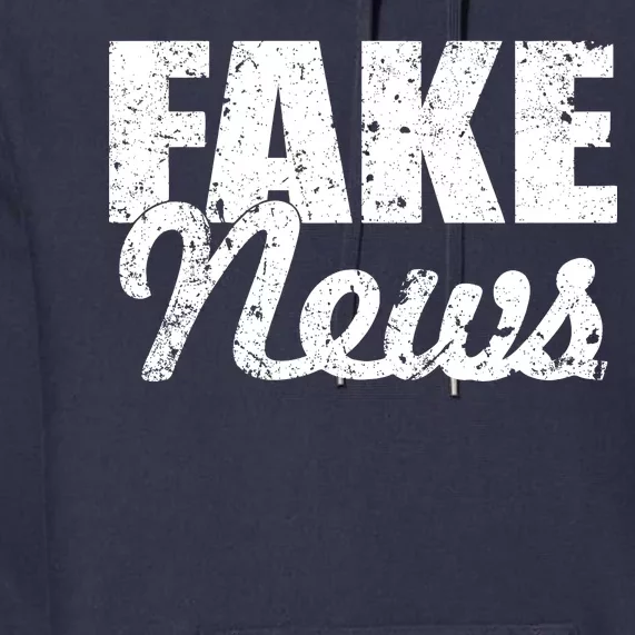 Distressed Fake News Logo Premium Hoodie