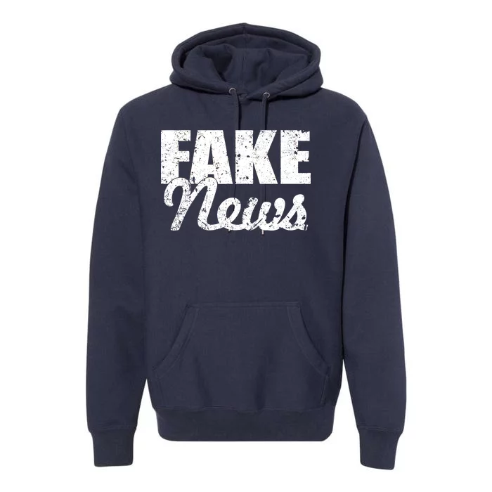 Distressed Fake News Logo Premium Hoodie