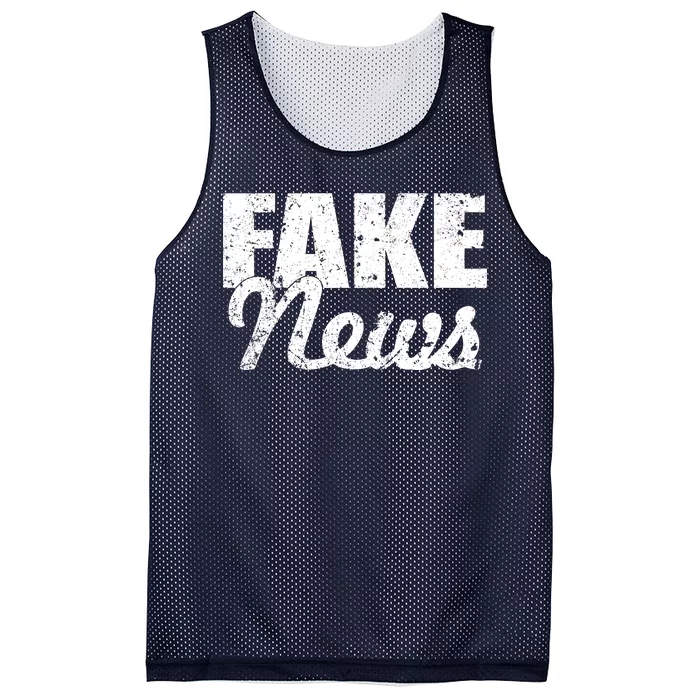 Distressed Fake News Logo Mesh Reversible Basketball Jersey Tank