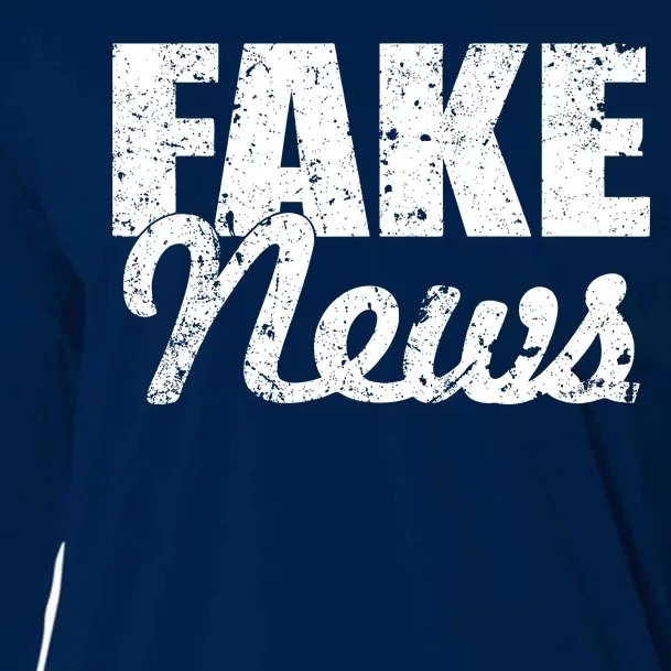 Distressed Fake News Logo Cooling Performance Long Sleeve Crew