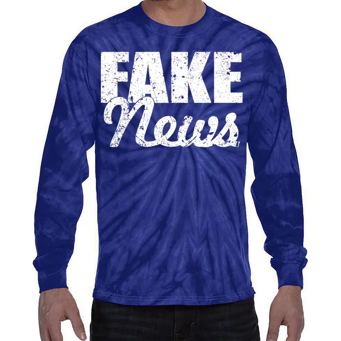 Distressed Fake News Logo Tie-Dye Long Sleeve Shirt