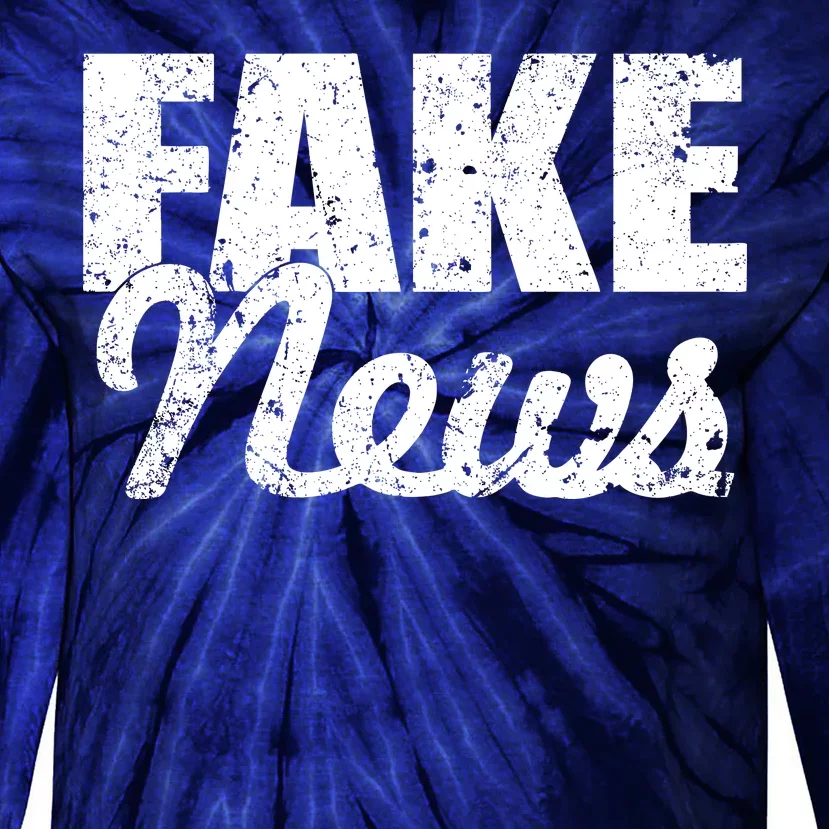 Distressed Fake News Logo Tie-Dye Long Sleeve Shirt