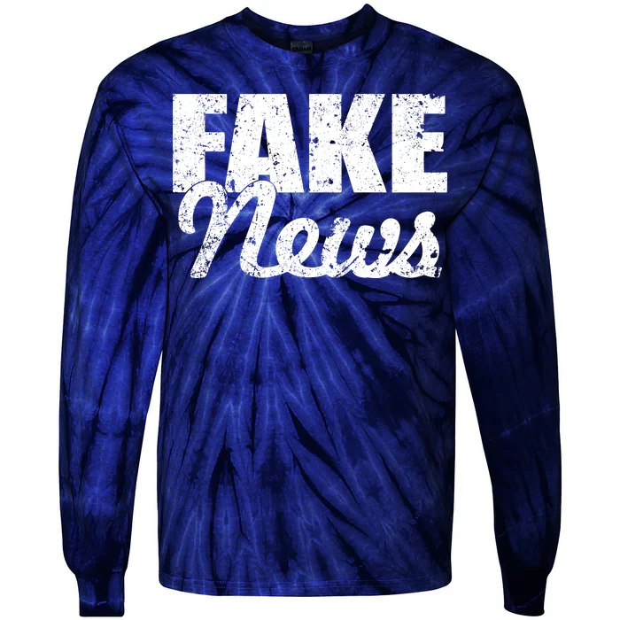 Distressed Fake News Logo Tie-Dye Long Sleeve Shirt