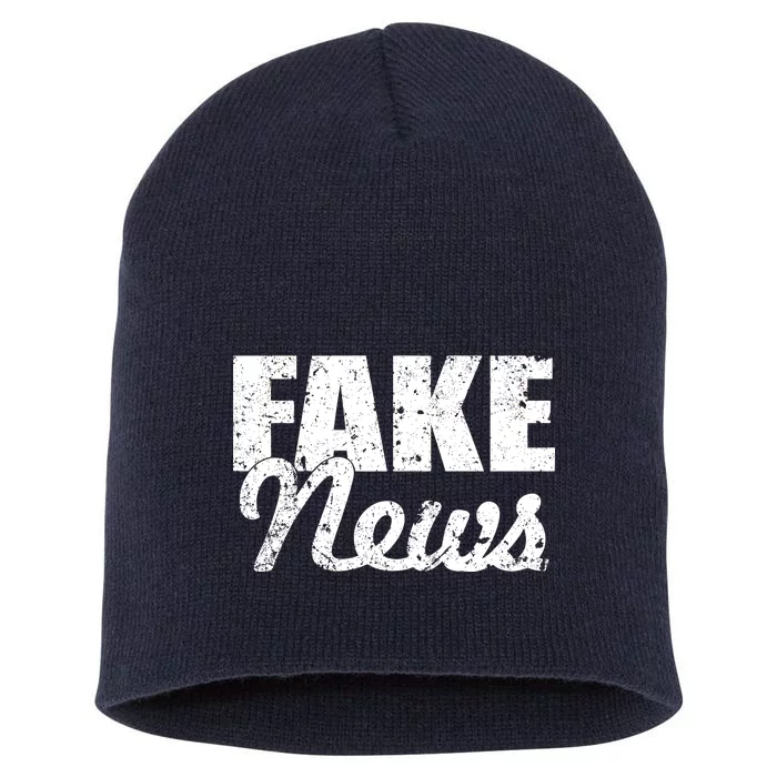 Distressed Fake News Logo Short Acrylic Beanie