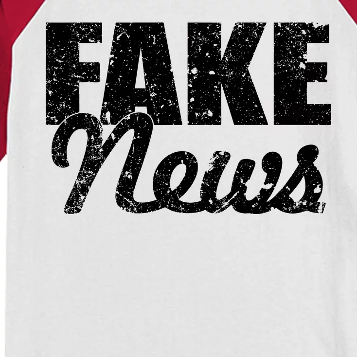 Distressed Fake News Logo Kids Colorblock Raglan Jersey