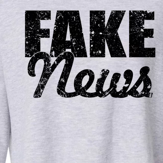 Distressed Fake News Logo Cropped Pullover Crew